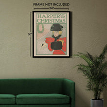 Load image into Gallery viewer, Digitally Restored and Enhanced 1896 Harper's Christmas Magazine Poster - Art Nouveau Holiday Advertising - Vintage Gilded Age Publication Art - Archival Reproduction