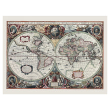 Cargar imagen en el visor de la galería, Digitally Restored and Enhanced 1630 Hondius Double Hemisphere World Map Print - Dutch Golden Age Mercator Atlas California Island - Amsterdam - Archival Print