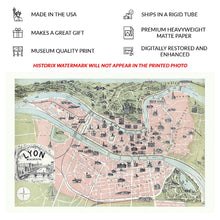 Load image into Gallery viewer, Digitally Restored and Enhanced 1894 Lyon France Monumental City Map - Belle Epoque Cartography - Rhone and Saone Confluence - Museum-Quality Print