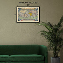 Cargar imagen en el visor de la galería, Digitally Restored and Enhanced 1572 World Map Terrestrial Globe - Renaissance Era - Sixteenth Century Chart Art - Global Continents Ocean Routes