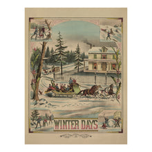 Load image into Gallery viewer, Digitally Restored and Enhanced 1881 Victorian Winter Print - Winter Days Chromolithograph - Gilded Age Seasonal Landscape - Archival Print