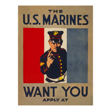 Cargar imagen en el visor de la galería, Digitally Restored and Enhanced 1917 WWI Marines Recruitment Poster - The US Marines Want You - World War I Military Propaganda - Archival Print