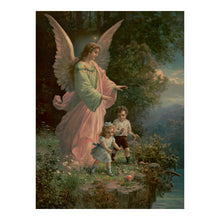 Cargar imagen en el visor de la galería, Digitally Restored and Enhanced 1914 Guardian Angel Print - Children Flowers Religious Devotional - Pre-War European Spiritual - Archival Print