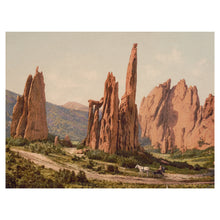 Load image into Gallery viewer, Digitally Restored and Enhanced 1905 Cathedral Spires Garden of the Gods Print - Colorado Springs Red Rock Landscape - Sandstone Wonder - Archival Print