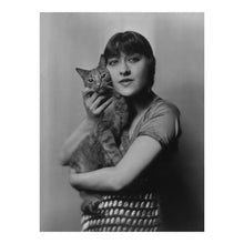 Load image into Gallery viewer, Digitally Restored and Enhanced 1916 Dolly and Buzzer Photo - Girl with Cat - Progressive Era Childhood Pet Portrait Photography - Archival Print