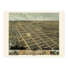 Load image into Gallery viewer, Digitally Restored and Enhanced 1870 Owatonna Minnesota Map Print - Historic Bird's Eye View of Owatonna Steele County Map of Minnesota Poster Wall Art