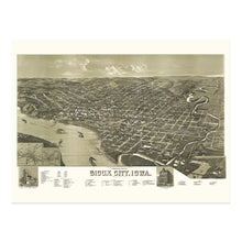 Load image into Gallery viewer, Digitally Restored and Enhanced 1888 Sioux City Iowa Map Poster - Old Perspective View of Sioux City Map of Iowa Poster - History Map of Sioux City Iowa