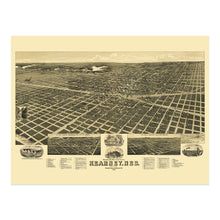 Cargar imagen en el visor de la galería, Digitally Restored and Enhanced 1889 Kearney Nebraska Map Print - Old Perspective Map of Kearney City Buffalo County Nebraska State Map Wall Art Poster