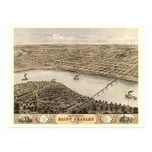 Load image into Gallery viewer, Digitally Restored and Enhanced 1869 Saint Charles Missouri Map Poster - Old Bird's Eye View Map of St Charles MO - Vintage Map of Missouri Wall Art Print
