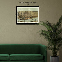 Load image into Gallery viewer, Digitally Restored and Enhanced 1867 Alton Illinois Map Poster - Bird's Eye View Map of Illinois Poster - Vintage Alton Madison County Illinois Map Print