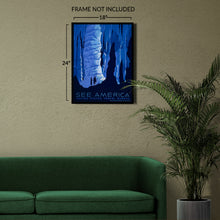 Load image into Gallery viewer, Digitally Restored and Enhanced 1936 See America Cave Travel Poster - WPA Federal Art Project - Depression Era Tourism Adventure - Gallery-Quality Print
