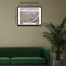 Load image into Gallery viewer, Digitally Restored and Enhanced 1869 Saint Cloud Stearns County Minnesota Map Poster - Old Bird's Eye View of the City of St Cloud MN Map Wall Art Print