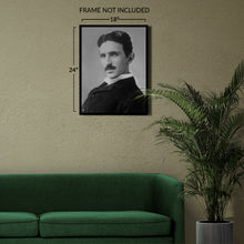 Load image into Gallery viewer, Digitally Restored and Enhanced 1900 Nicola Tesla Photo Print - Vintage Portrait Photo of Nicola Tesla - Old Photo of Inventor Nicola Tesla Poster Wall Art