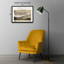 Load image into Gallery viewer, Digitally Restored and Enhanced 1868 Cedar Rapids & Kingston City Linn County Iowa Map Print - Vintage Bird's Eye View Map of Iowa Wall Art Poster