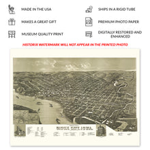Load image into Gallery viewer, Digitally Restored and Enhanced 1888 Sioux City Iowa Map Poster - Old Perspective View of Sioux City Map of Iowa Poster - History Map of Sioux City Iowa