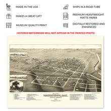 Load image into Gallery viewer, Digitally Restored and Enhanced 1883 Watertown South Dakota Map Poster - Old Bird's Eye View Map of Watertown Codington County South Dakota Wall Art Print