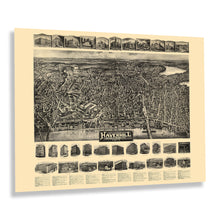 Load image into Gallery viewer, Digitally Restored and Enhanced 1914 Haverhill Massachusetts Map Poster - Aero View of Haverhill Massachusetts Wall Art Print - Vintage Haverhill MA Map