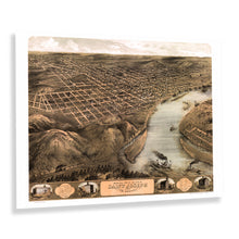 Cargar imagen en el visor de la galería, Digitally Restored and Enhanced 1868 Saint Joseph Missouri Map Poster - Vintage Bird's Eye View of the City of St Joseph Missouri Wall Art Map Print