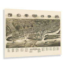 Load image into Gallery viewer, Digitally Restored and Enhanced 1889 Dubuque Iowa Map Poster - Vintage Perspective Map of Dubuque City Iowa Poster Print - History Map of Iowa Wall Art