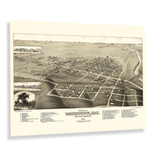 Load image into Gallery viewer, Digitally Restored and Enhanced 1883 Watertown South Dakota Map Poster - Old Bird's Eye View Map of Watertown Codington County South Dakota Wall Art Print
