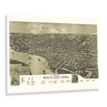 Load image into Gallery viewer, Digitally Restored and Enhanced 1888 Sioux City Iowa Map Poster - Old Perspective View of Sioux City Map of Iowa Poster - History Map of Sioux City Iowa