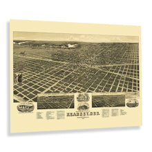 Cargar imagen en el visor de la galería, Digitally Restored and Enhanced 1889 Kearney Nebraska Map Print - Old Perspective Map of Kearney City Buffalo County Nebraska State Map Wall Art Poster