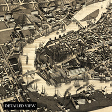 Load image into Gallery viewer, Digitally Restored and Enhanced 1885 Sheboygan City Wisconsin Map Poster - Historic Bird's Eye View of Sheboygan Map of Wisconsin State Print Wall Art
