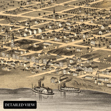 Load image into Gallery viewer, Digitally Restored and Enhanced 1869 Saint Charles Missouri Map Poster - Old Bird's Eye View Map of St Charles MO - Vintage Map of Missouri Wall Art Print