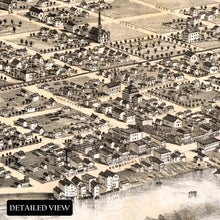 Load image into Gallery viewer, Digitally Restored and Enhanced 1868 Cedar Rapids & Kingston City Linn County Iowa Map Print - Vintage Bird's Eye View Map of Iowa Wall Art Poster