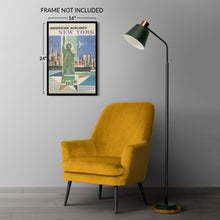 Load image into Gallery viewer, Digitally Restored and Enhanced 1964 American Airlines New York Travel Poster - Statue of Liberty - Mid-Century Jet Age Aviation - Archival Print