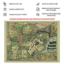 Cargar imagen en el visor de la galería, Digitally Restored and Enhanced 1876 New York Central Hudson River Railroad Map - Centennial Era Transportation Cartography - American Heritage - Museum Print