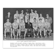 Load image into Gallery viewer, Digitally Restored and Enhanced 1957 Boston Celtics Photo Print - Vintage Photo of NBA Team Boston Celtics Wall Poster - Old Boston Celtics Wall Art Photo