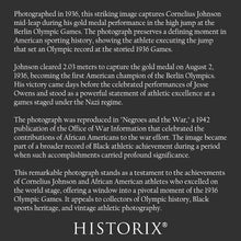 Load image into Gallery viewer, Digitally Restored and Enhanced 1936 Cornelius Johnson High Jump Print - Berlin Games Gold Medal African American Athlete - Track Field - Archival Print