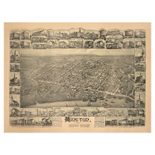 Cargar imagen en el visor de la galería, Digitally Restored and Enhanced 1888 Birds Eye View Moncton New Brunswick Print - Currie Petitcodiac Tidal Bore Railway - Victorian Era - Archival Print