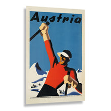 Load image into Gallery viewer, Digitally Restored and Enhanced 1930 Austria Snow Ski Scene Travel Poster - Modernist Graphic Design - Interwar Winter Sport Art - Austrian Mountain View