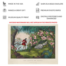 Cargar imagen en el visor de la galería, Digitally Restored and Enhanced 1856 The Bower of Roses Print - Currier Ives Victorian Floral Botanical Romantic Art - Parlor Decor - Archival Print