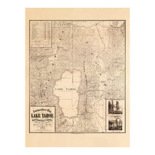 Load image into Gallery viewer, Digitally Restored and Enhanced 1874 Lake Tahoe Topographic Survey Map - Gilded Age - Relief Cartography Art - Sierra Nevada California Border