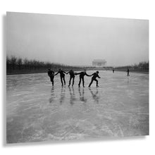 Load image into Gallery viewer, Digitally Restored and Enhanced 1923 Ice Skating Lincoln Memorial Print - Washington DC Reflecting Pool Winter Scene - National Mall - Archival Print