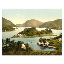 Cargar imagen en el visor de la galería, Digitally Restored and Enhanced 1890 Upper Lake Killarney Ireland Print - Photochrom County Kerry MacGillycuddy Reeks Mountains - Victorian Era - Archival Print