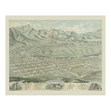 Load image into Gallery viewer, Digitally Restored and Enhanced 1874 Colorado Springs Bird's Eye View Map - Pikes Peak Western Town Cartography - Colorado City and Manitou - Archival Reproduction