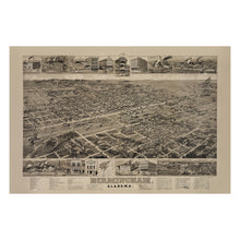 Cargar imagen en el visor de la galería, Digitally Restored and Enhanced 1885 Birmingham Alabama Print - Norris Wellge Magic City Iron Steel Industry Birds Eye - Gilded Age - Archival Print