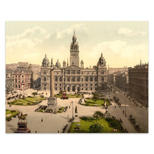 Cargar imagen en el visor de la galería, Digitally Restored and Enhanced 1890 George Square Glasgow Print - Scotland City Chambers Victorian Cityscape Art - Photochrom - Archival Print