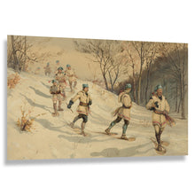 Load image into Gallery viewer, Digitally Restored and Enhanced 1886 Snow Shoeing Print - L Prang Winter Sports Gilded Age Recreation Northeastern Art - Victorian Cold - Archival Print