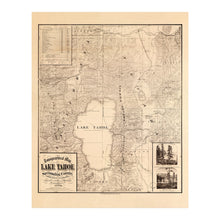 Load image into Gallery viewer, Digitally Restored and Enhanced 1874 Lake Tahoe Topographic Survey Map - Gilded Age - Relief Cartography Art - Sierra Nevada California Border