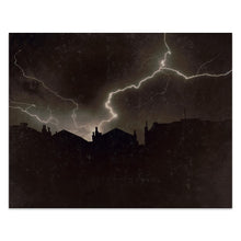 Load image into Gallery viewer, Digitally Restored and Enhanced 1923 Lightning Storm Print - Electrical Night Sky Thunderstorm Silhouette Photography - Jazz Age - Archival Print