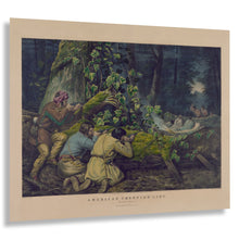 Cargar imagen en el visor de la galería, Digitally Restored and Enhanced 1862 American Frontier Life Hunters Stratagem Print - Currier Ives Western Wilderness - Civil War Era - Archival Print