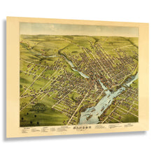 Cargar imagen en el visor de la galería, Digitally Restored and Enhanced 1875 Birds Eye View Bangor Maine Print - Koch Penobscot River Lumber Capital Port - Gilded Age - Archival Print