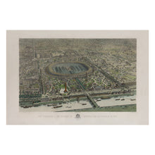 Cargar imagen en el visor de la galería, Digitally Restored and Enhanced 1867 Birds Eye View Paris France Print - Exposition Universelle Champ de Mars Napoleon III - Second Empire - Archival Print