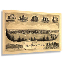 Load image into Gallery viewer, Digitally Restored and Enhanced 1880 New Brunswick New Jersey Bird's Eye View Map - Raritan River Town Panorama - Victorian Cityscape - Museum-Quality Print