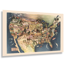 Cargar imagen en el visor de la galería, Digitally Restored and Enhanced 1946 America Its Soil Farm Pictorial Map - Postwar America - Rural Regionalist Art - United States Agriculture Land Use